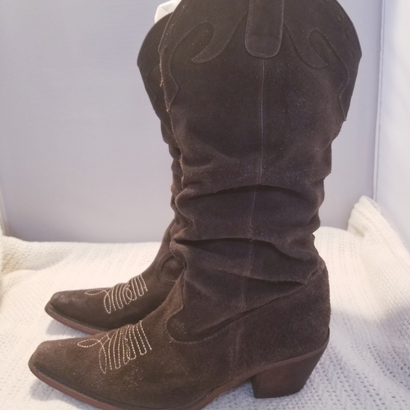 Steve madden saddle slouchy western cowgirl genuine suede boots sz 9.5m * - Picture 5 of 7
